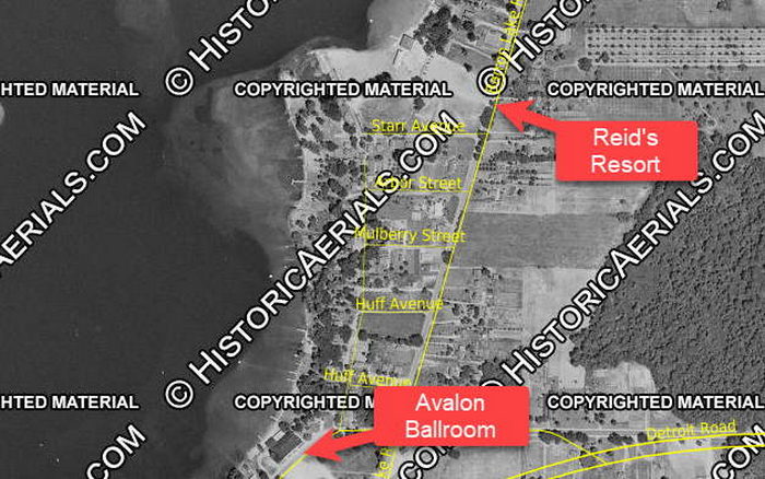 Avalon Ballroom at Barron Lake - 1950S Aerial Showing Both Resorts (newer photo)